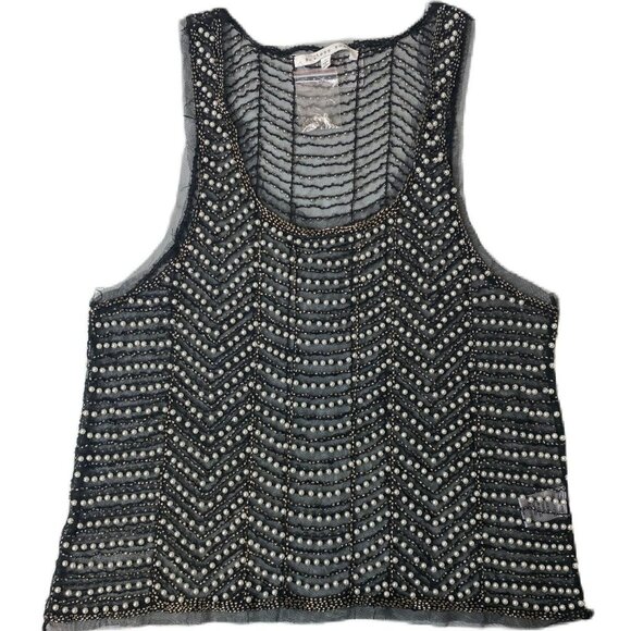 Women's Black Mesh Sequin Top – Size Medium, Sheer Party Blouse - Picture 1 of 3